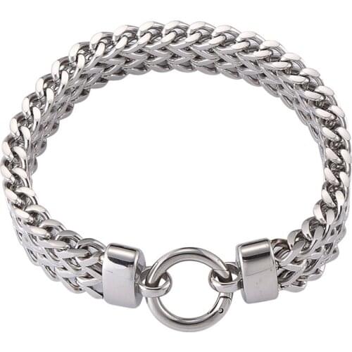 Punk Rock Style Men Hand Bracelet 13mm Stainless Steel Link Chain Male Jewelry Accessories Charm Wristband Bangles GS0055