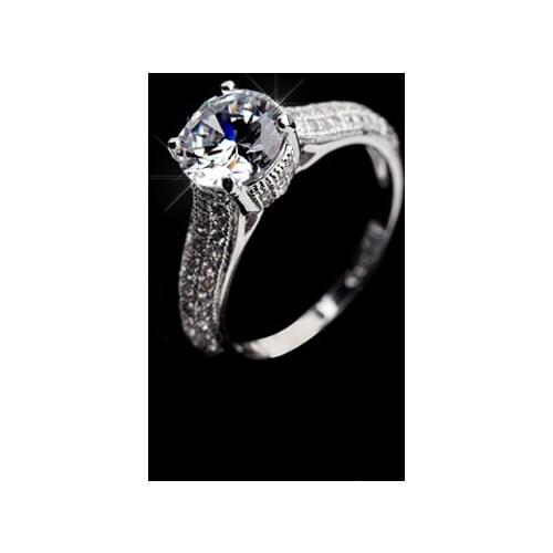 TRACYSWING Brand Copper Rose Gold Color Fashion Luxury Wedding Rings for women Zirconia #RA11535White