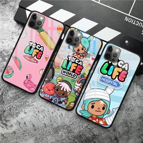 Toca Boca Toca Life World game Phone Case Tempered Glass For iPhone 11 Pro XR XS MAX 8 X 7 6S 6 Plus SE 2020 Pro Max Mini case
