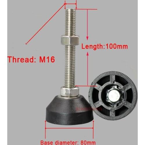 D80 M16 100 Nylon directional adjustable foot base pad fixed feet cup Articulated Feet Nylon Basement standing leg Leveling pad