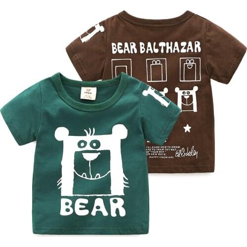2021 Summer Fashion New Design 2 3 4 6 8 10 Years ChildrenS Clothing Short Sleeve Cartoon Bear Cotton T Shirts For Kids Boy