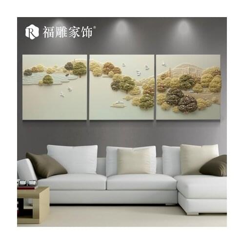 Fu carved Home decoration, modern relief sculpture, sofa, background wall, high-grade 3D, three dimensional wall painting, livin