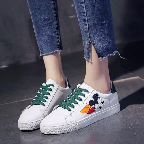 Mickey Disney Canvas Shoes for Women, Vulcanized Yellow Sneakers with Flat Heel Lacing, fashion Low Rise casual shoes, 35-40