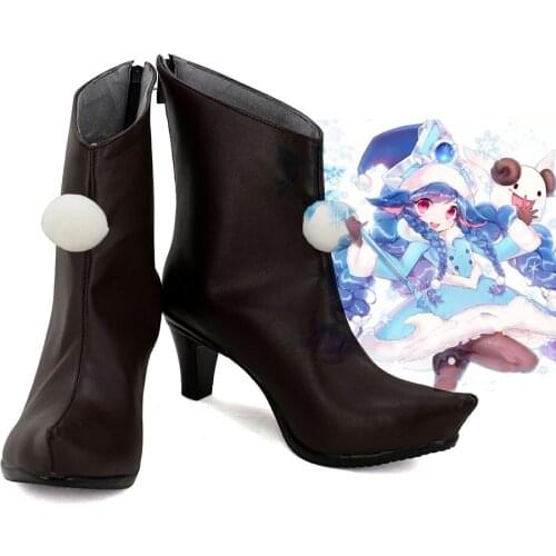 Lulu the Fae Sorceress Cosplay Boots Black LOL Cosplay Shoes Custom Made Any Size