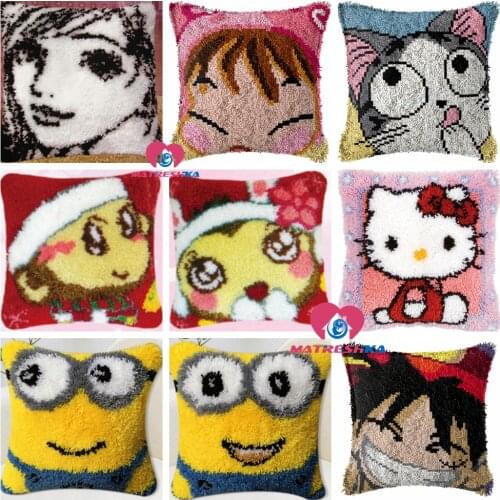 Cartoon Diy Latch Hook kits Cushion embroidery pillow 3d Printed knitted Latch Hook Kit klink haak kleed foamiran for needlework