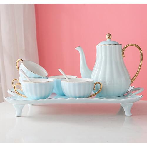 European-Style Ceramic Coffee Set Set English Tea Set Tea Cup Luxury Coffee Set Pot Tray Household Fine bone china Tea Sets
