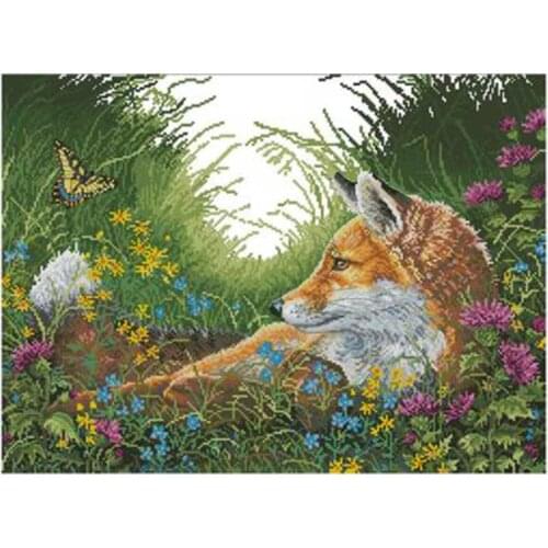 Butterflies and Foxes patterns counted 11CT 14CT 18CT DIY Cross Stitch Sets wholesale Cross-stitch Kit Embroidery Needlework