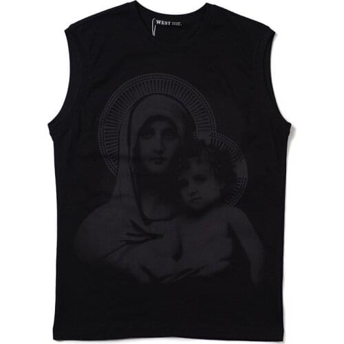 Novelty New High 2020 Men Fashion Shirts Virgin Mary Child Top Hip Hop Skateboard Street Cotton Tee Tank Tops Dog #N128