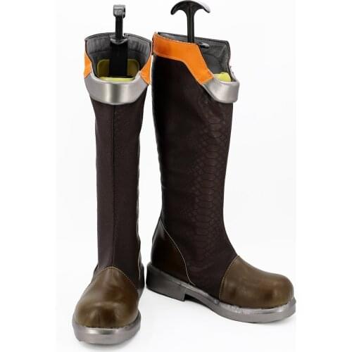 OW Tracer Shoes Cosplay OW Slipstream Skin Tracer Cosplay Boots Brown Shoes Custom Made Any Size