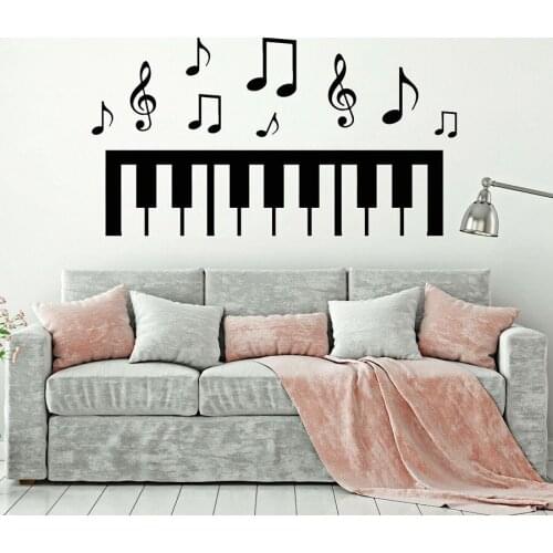 Piano Wall Decal Music Notes Black White Art Bedroom Home Decor Piano Studio Music Classroom Vinyl Stickers Window Mural