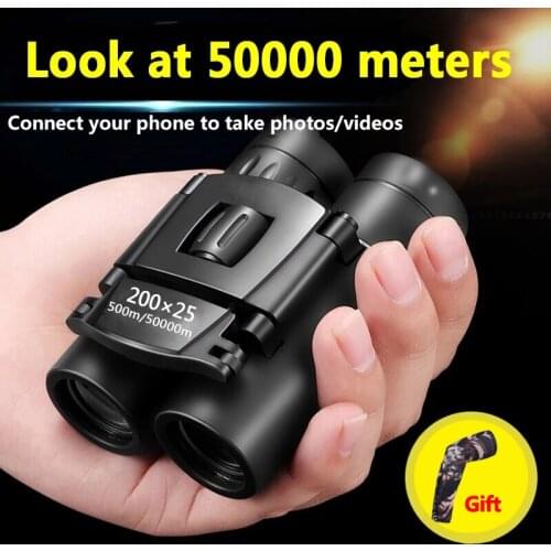 Mini Portable Zoom HD 50000M Telescope Binoculars Powerful 200x25 Folding Long Range Low Light Night Vision Professional