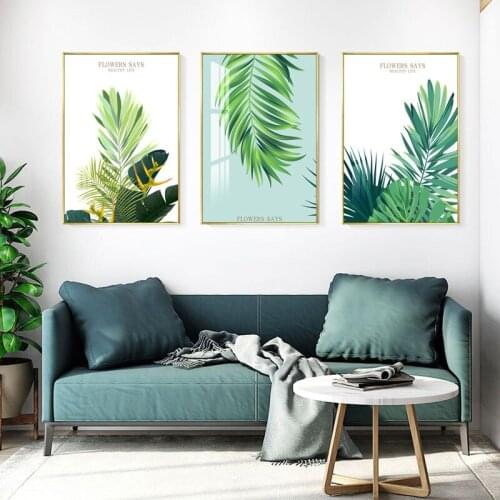Tropical Plant Nordic Poster Home Decoration Scandinavian Green Leaves Decorative Picture Modern Wall Art Canvas Painting
