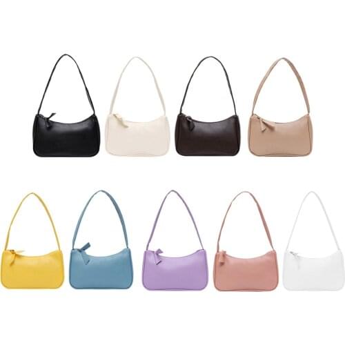 Simple Elegant Women Small Shoulder Bag Pure Color Casual Sling Handbags Soft Leather Female Small Subaxillary Bags
