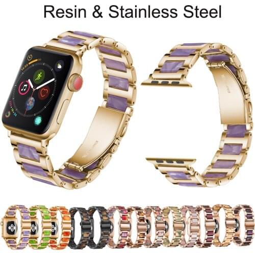 Luxury Stainless Steel Watch Bracelet For Apple Watch Band Replace Belt For iWatch Strap 38mm 40mm 42mm 44mm Resin Watchbands
