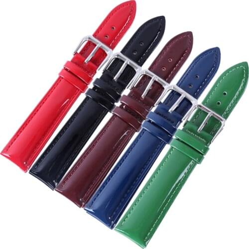 Watchband 12mm 14mm 16mm 18mm 20mm Genuine Leather Watch Band Watch accessories Shine Noble Women Patent leather Watch Strap