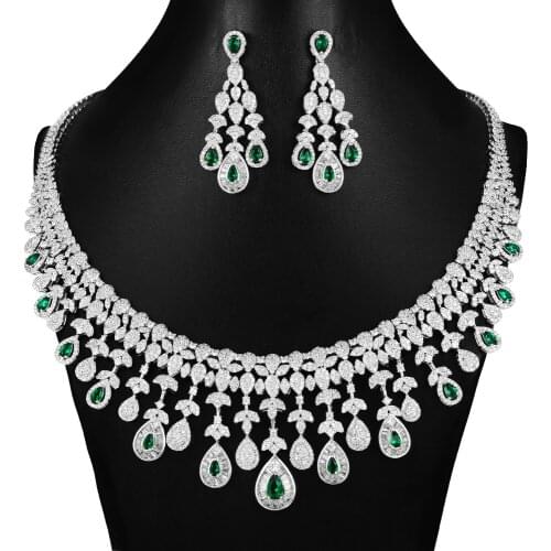 Kellybola Luxury Waterdrop African Jewelry Sets For Women Wedding Necklace Earring 2 Set Cubic Zirconia Dubai Bridal Jewelry Set