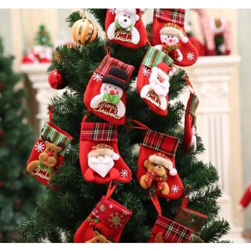 Christmas Reindeer Socks Santa Snowman Elk Christmas Stockings Cute Ornaments Festival Party Xmas Tree Hanging Decor