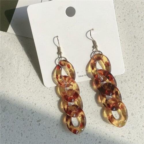 Harajuku Retro Acetate Earrings Net Red With The Same Simple Chain Earrings Trendy Female Earrings Original Hand-made Ear Clips