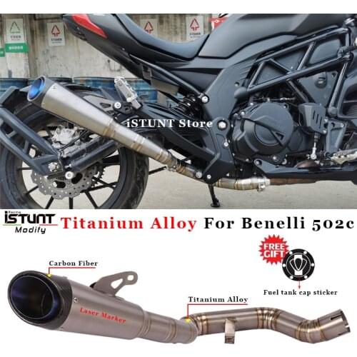 Slip On For Benelli 502c Motorcycle Exhaust System Modified Escape Titanium Alloy Middle Link Pipe Carbon Fiber Muffler