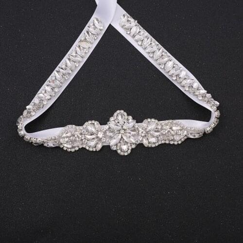SESTHFAR Rhinestone Bridal Belt Beaded Wedding Belt Bridesmaid Sash Ribbon Crystal Applique for Evening Dress