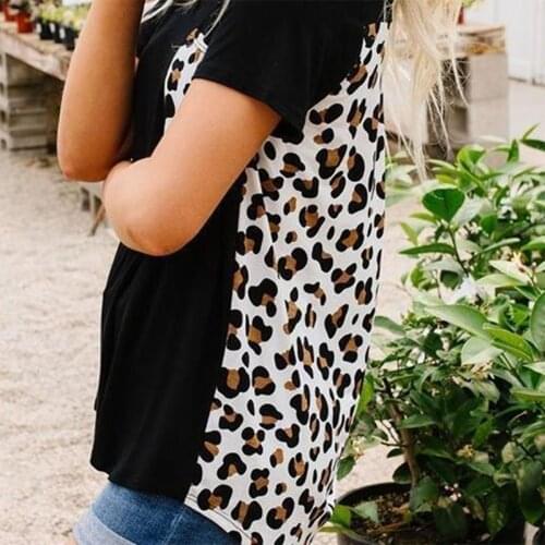Maternity Top Fashion Pregnant Clothes Womens Short Sleeve Leopard Pocket Fashion Round Neck Top T-shirt Pregnancy Clothes