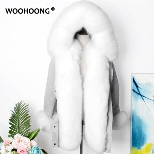 WOOHOONG Winter Clothes New Real Fur Coat Woman Natural Fox Coat Down Jacket Korean Style Both Sides