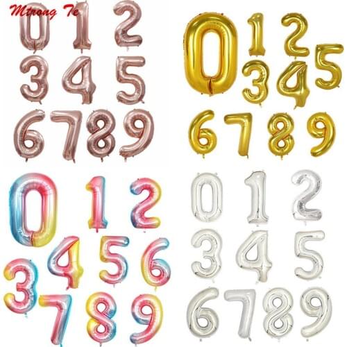 10pc 40'' Gold Silver Rose Gold 30th Birthday Balloon 0-9 Number Figure Balloons Foil Helium Balloons Birthday Party Decoration