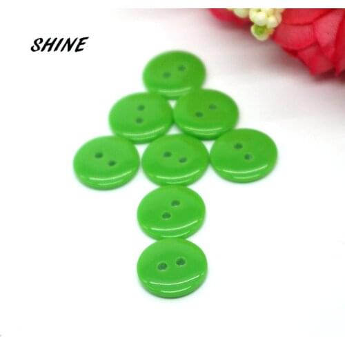 100PCs Decorative Buttons Green 2 Holes 12.5mm Sewing Resin Buttons Flatblck Scrapbooking