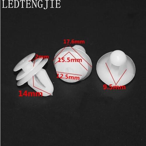 100Pcs 9.5mm Hole Auto Bumper Fastener Rivet Retainer Push Engine Cover Fender Car Door Trim Panel Plastic Clip Fasteners