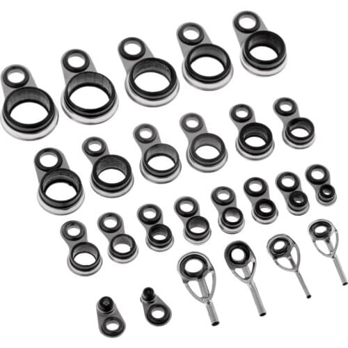 25Pcs Stainless Steel Fishing Rod Guides Rings Tips Line Rings Pole Rod Repair Kit DIY Eye Rings Mixed Size Fishing Accessories