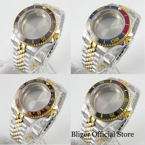 4 Models Gold Plated Watch Case 40mm Sapphire Glass + Jubilee Strap Fit ETA 2836 MIYOTA Movement