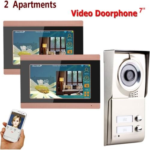 7inch Record wireless Wifi 2 Apartments Video Door Phone Intercom System IR-CUT HD 1000TVL Camera Doorbell Camera with 2 button