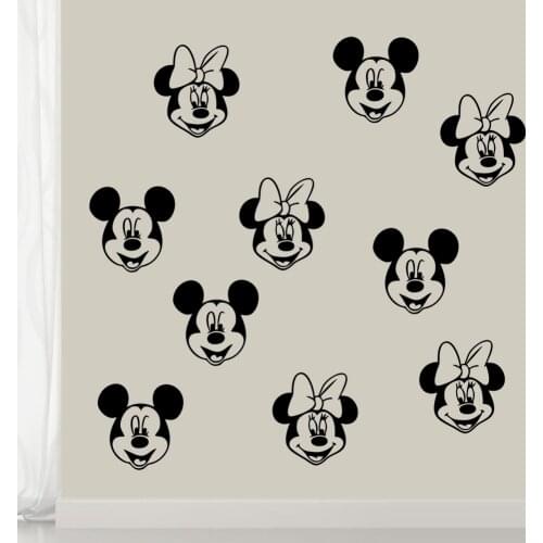 8pcs/set Cartoon Disney Mickey Minnie Wall Stickers For Kids Room Glass Cups Accessories Art Mural Decoration DIY Wall Decal