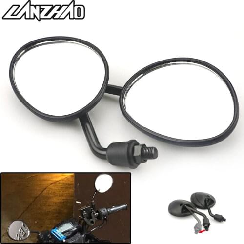 Aluminum Motorcycle Side Mirrors Oval Rear View Convex Black Rearview Mirror Universal for Honda Kawasaki Yamaha Ducati Aprilia