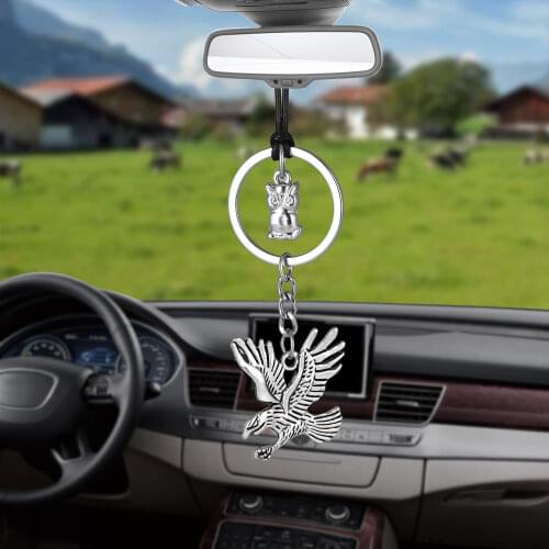 Car Pendant Eagle With Owl In The Car Ornaments Interior Rearview Mirror Decoration Hanging Decor Family Gifts Car Accessories