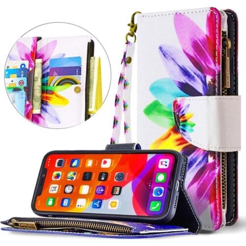 For Samsung Galaxy A71 A51 A81 A91 A70 A50 A70s A70e A50s Painted Pattern Leather Case Zipper Bag Wallet Card Holder Phone Cover