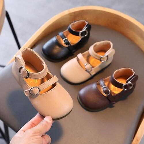 Kids' Casual Shoes 2021 Spring Autumn New Retro All-match Baby Leather Shoes Girls Princess Shoes Soft Sole Simple Elegant 21-30