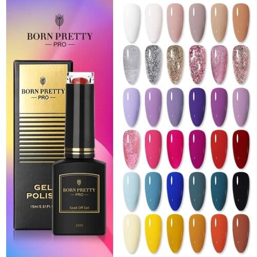 BORN PRETTY Pro 15ml Nail Gel Polish 60 Hot Colors Glitter Sequins Semi Permanent Gel Nail Polish All for Manicure