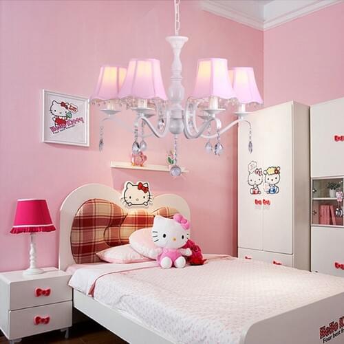 Iron bedroom crystal chandelier pink princess room warm room girls room Chandelier led crystal candle chandelier lighting