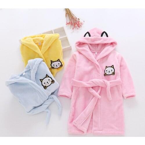 Soft Girl Sleepwear Robe Autumn Winter Children Flannel Bathrobe for girls Boys Pajamas Comfort Kids Cartoon Homewear 2-8 Year