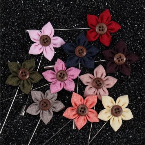 Classic 5Pcs/Lot Hand-Made Fabric Flower Buckle Five Chestdroppers Lapel Pin For Mens Suits Brooches Jewelry