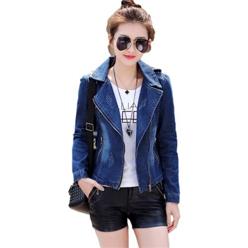 Women Basic Coats 2021 Spring and Autumn Denim Jacket Vintage Long Sleeve Slim Female Jeans Coat Casual Denim Blue Outwear