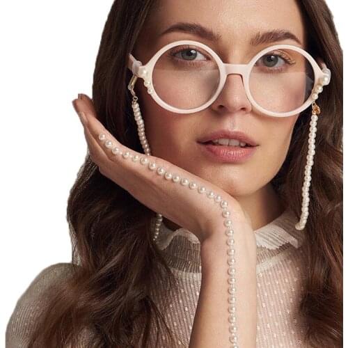 Fashion Imitation Pearls Glasses Chain Wearing Neck Holding Sunglasses Cord Drawstring Cord Reading Glasses Holder Accessories