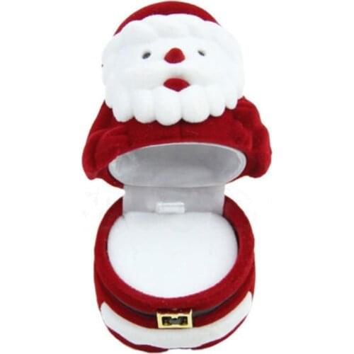 Fashion Cute Ring Earring Necklace Jewelry Box Velvet Valentine Gift Box Santa Claus Cute 2017