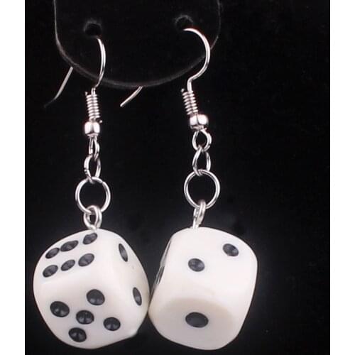 Fashion Funny Acrylic 3D Dice Pendant Earrings for women Dangle Necklace Cool Punk Drop Earring Tassel Casino Women Men Jewelry