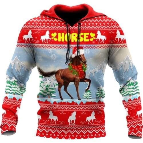 Horse Christmas 3D Printed Fashion Hoodies Men oversized hoodie Sweatshirt Unisex Zip Pullover Casual Jacket Tracksuit