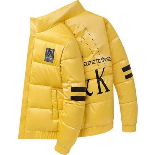 Cotton Padded Mens Winter Hooded Jacket Parkas Coat 2021 New Trend Thickened Bright Warm Outer Casual Streetwear For Male Youth