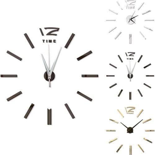 Modern Design Mini DIY Large Wall Clock Sticker Mute Digital 3D Mirror Surface Clock Sticker Living Room Home Office Decor