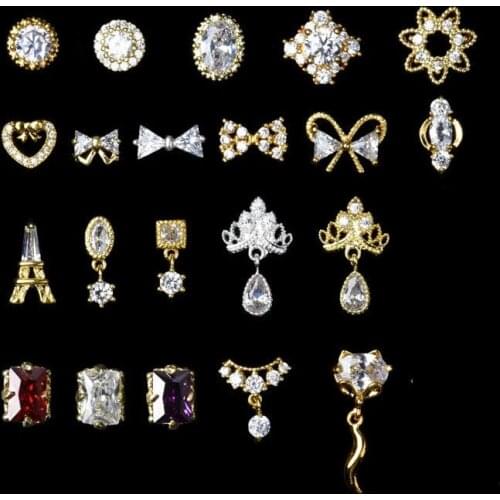 Latest 10pcs 3D alloy Zircon Nail art decoration luxury zircon crystal tassel nails jewelry top-level nail beauty Charms