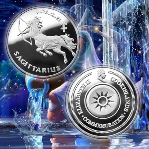 New 11.22-12.21 12 constellations Sagittarius Silver Plated Coin Elizabeth II Commemorative Coins